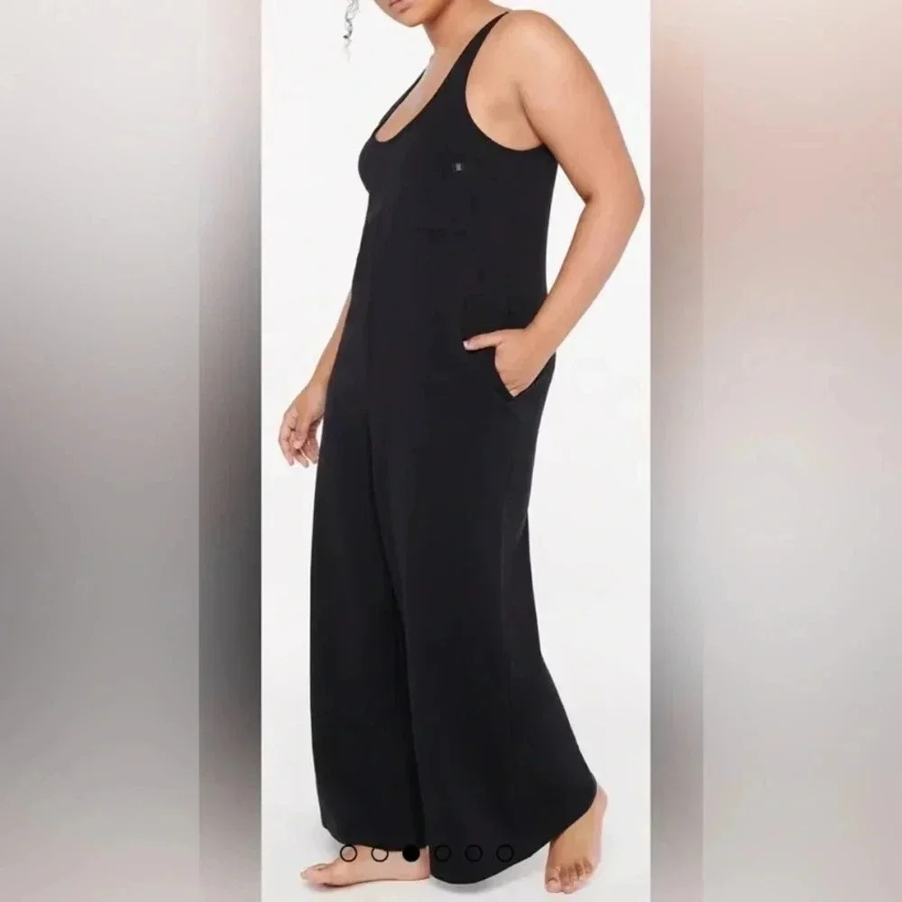 New Savage X Fenty Xssential relaxed jumpsuit wide leg black size 12 14 - Picture 2 of 7